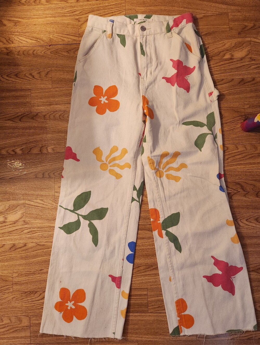 Women'sPacsun  White Floral Wide-Leg Jeans 28
